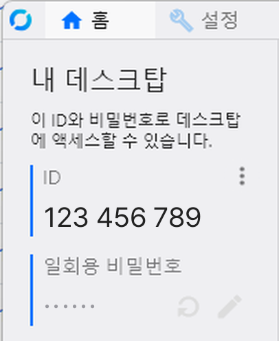 원격 프로그램 창의 ID